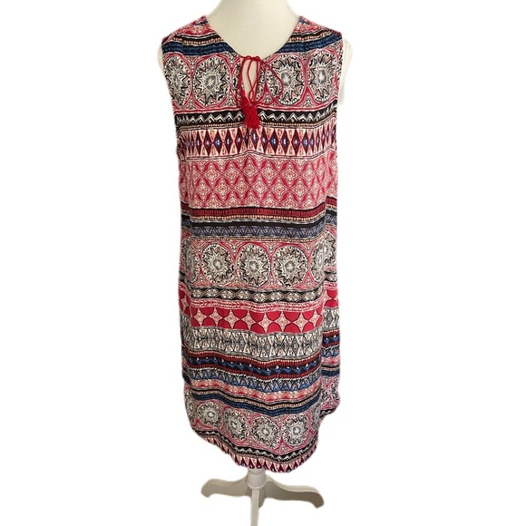 beachlunchlounge Midi Dress Vibrant Geometric Print Boho Sleeveless Size Large - Picture 1 of 9